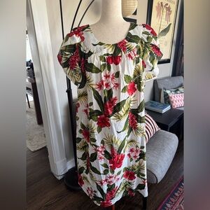 Vintage Puanani Hawaiian Dress Hibiscus Floral Muumuu House Dress Mrs Roper XL